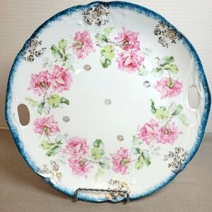 Vintage Rose Double Handled Plate